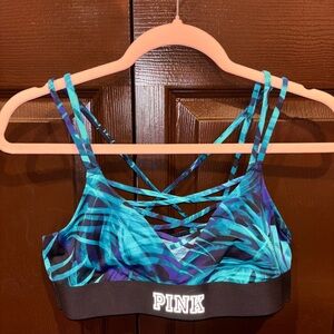 PINK Victoria's Secret Blue and Black Strappy Bralette